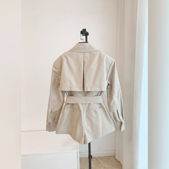 Helsa Oversized Women's Twill Cropped Trench Coat - Picture 10 of 13